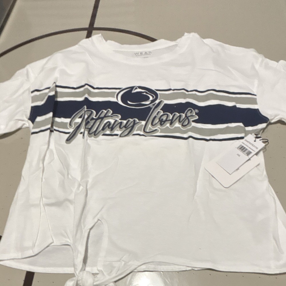 WEAR by Erin Andrews Penn State Nittany Lions Cropped Tie Front T-Shirt XXL
